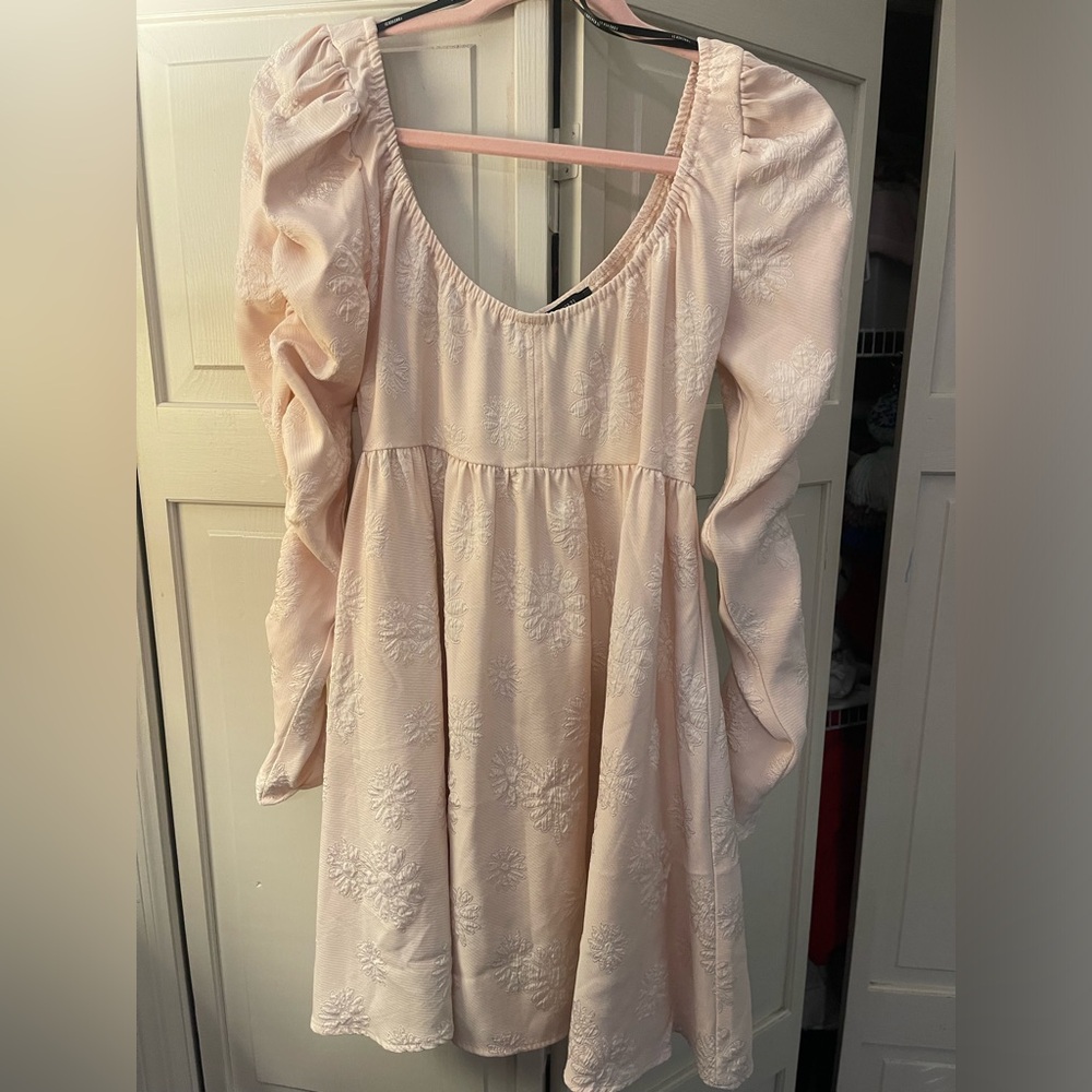 Elegant Pink Puff Sleeve Dress